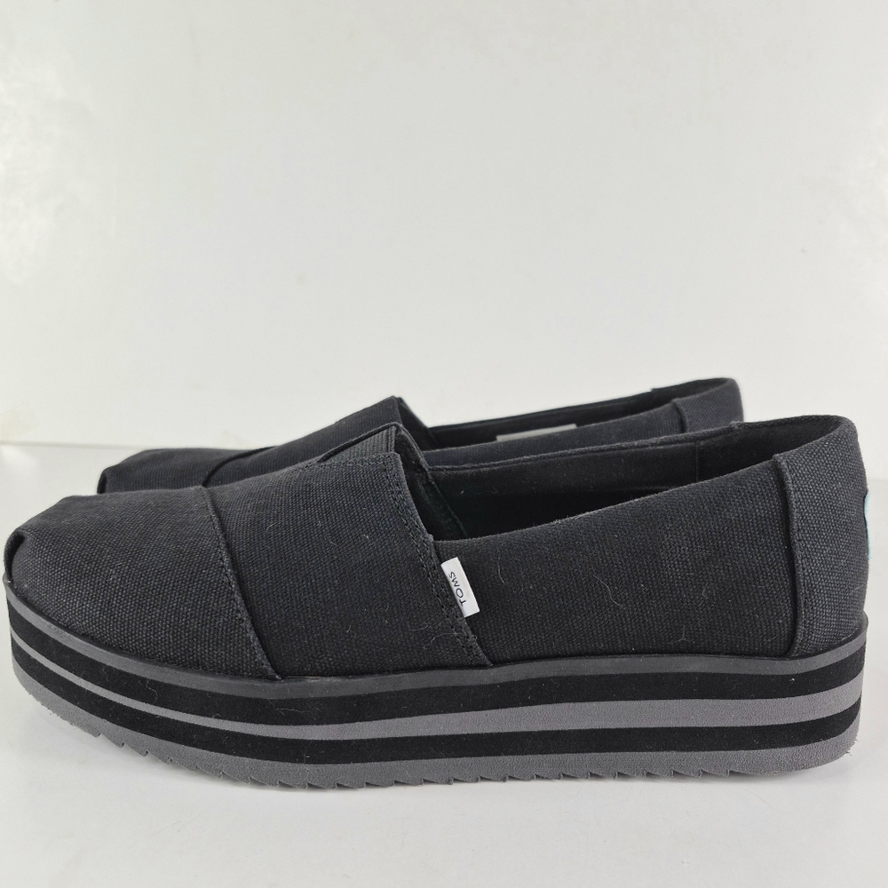 Sz 8 Toms Alpargata canvas platform flats - Picture 5 of 12